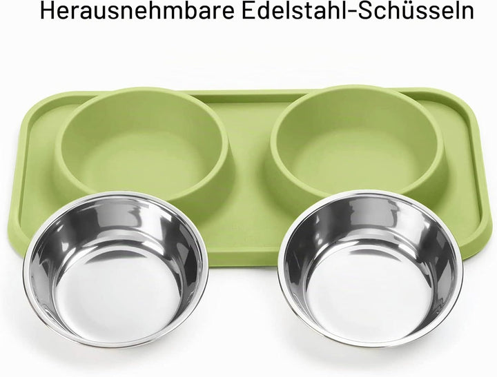 L.D.Dog Katzenfutternäpfe, Katzennäpfe, rutschfest und auslaufsicher, Silikonmatten mit Ständer, her