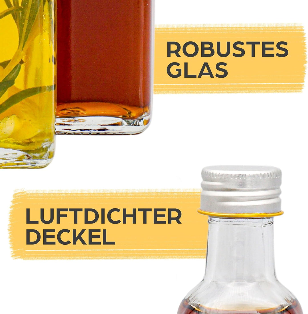 Praknu 12 Glasflaschen 100ml Schraubverschluss Flaschen zum Befüllen - 12 Etiketten mit Stift - Glas