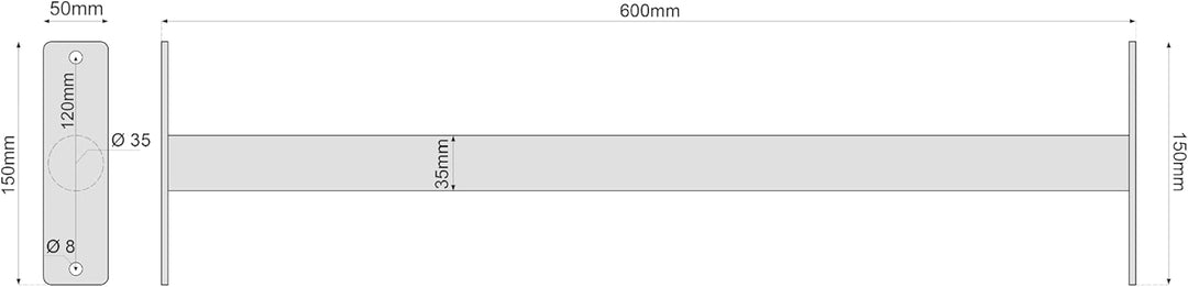 ASTA FORCE 35 Reckstange - Turnstange aus Stahl zur Wandmontage, Ø35 mm Griff, kraftbetonter Griffdu