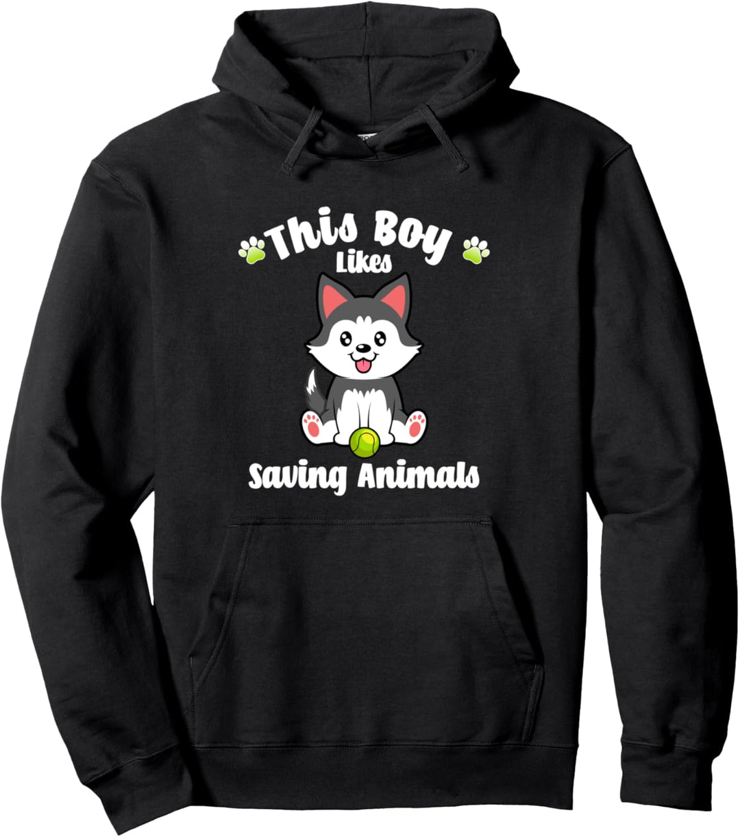 Junge mag Katzen und Hunde Rettet Tiere Tierheim Pullover Hoodie