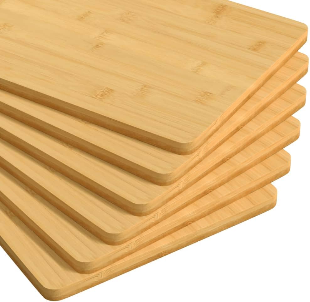 Frühstücksbrettchen aus Bambus 6 Stück 35x23x0,8 cm mit natürlichem Öl-Finish, leicht und robust, id