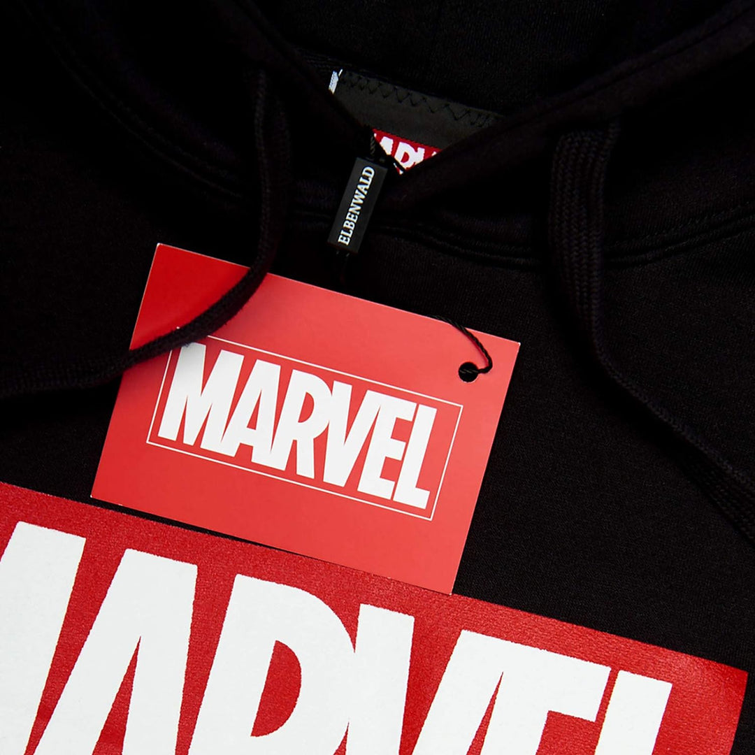 Elbenwald Marvel Hoodie Logo Frontprint mit Kapuze für Herren schwarz - XL