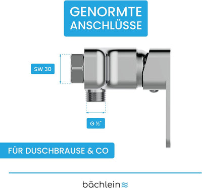 Bächlein Duscharmatur Leonte in Kantigem Design – Mischbatterie Komplettset inkl. allem Zubehör – Ei