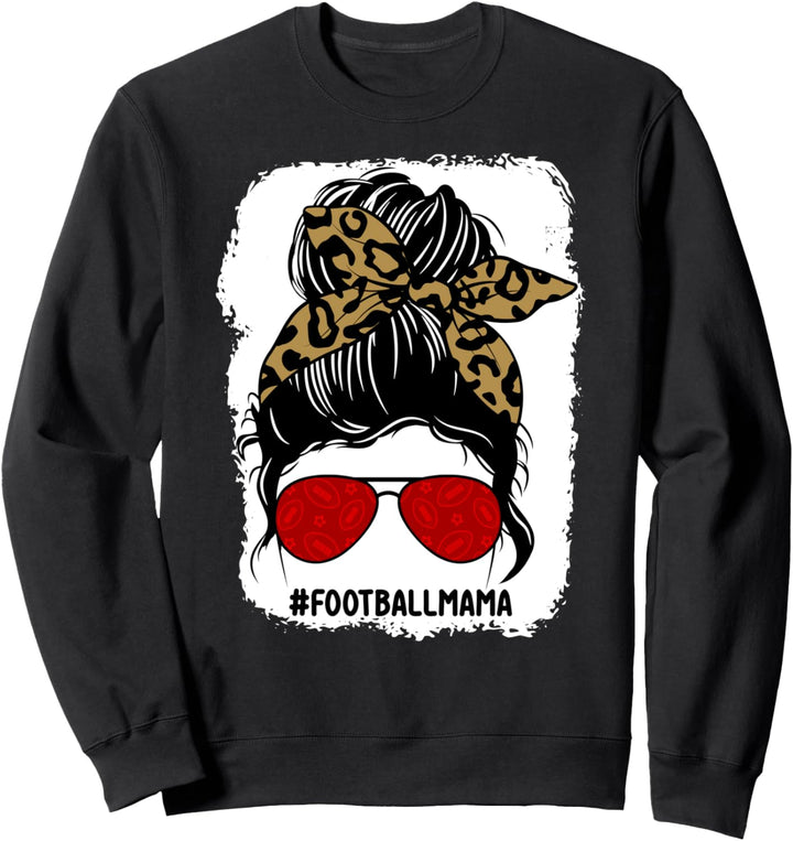 Gebleichter Fussball Mama Life Leopard Messy Bun Player Mom Sweatshirt