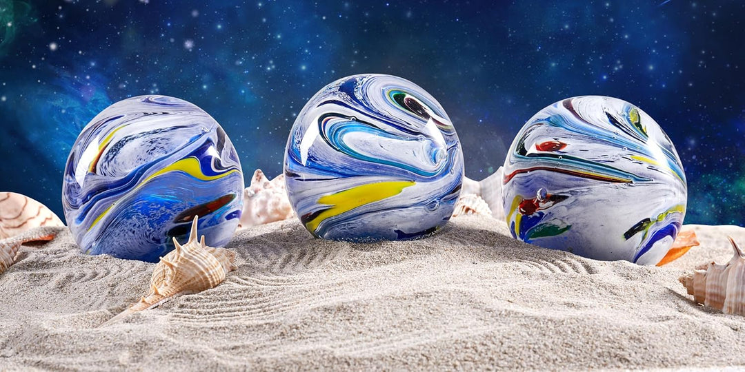 Handgeblasene Glasfiguren, Kugel, Planet, Briefbeschwerer für Geburtstagsgeschenk (weisser Stern) We