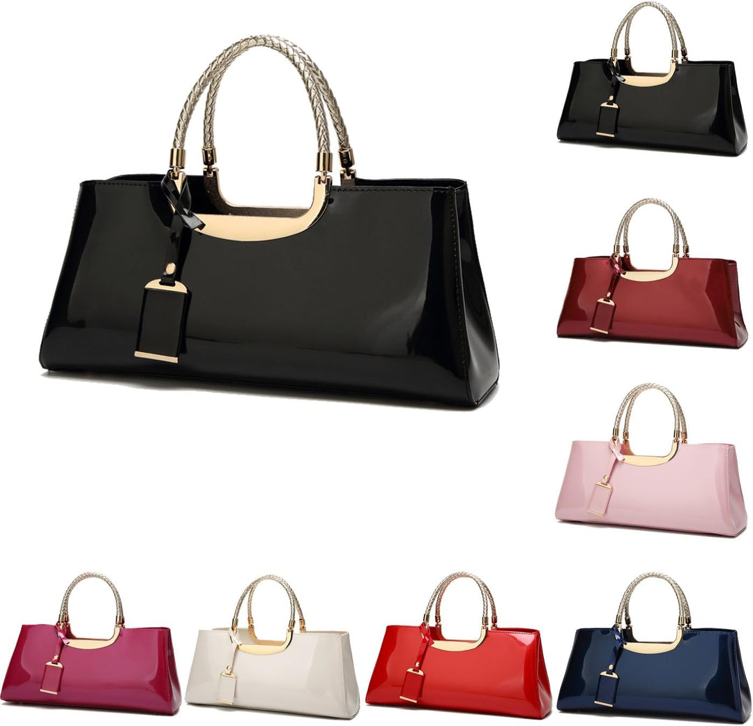 Coolives Damen Handtasche Tasche aus PU-Lackleder Henkeltasche Abendtasche Schultertasche Umhängetas