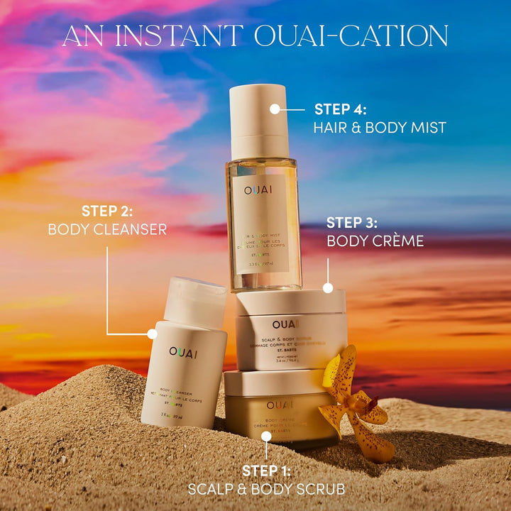 OUAI Scalp & Body Scrub Reisegrösse – St. Barts – Exfolierendes Körperpeeling mit Zucker & Kokosöl f