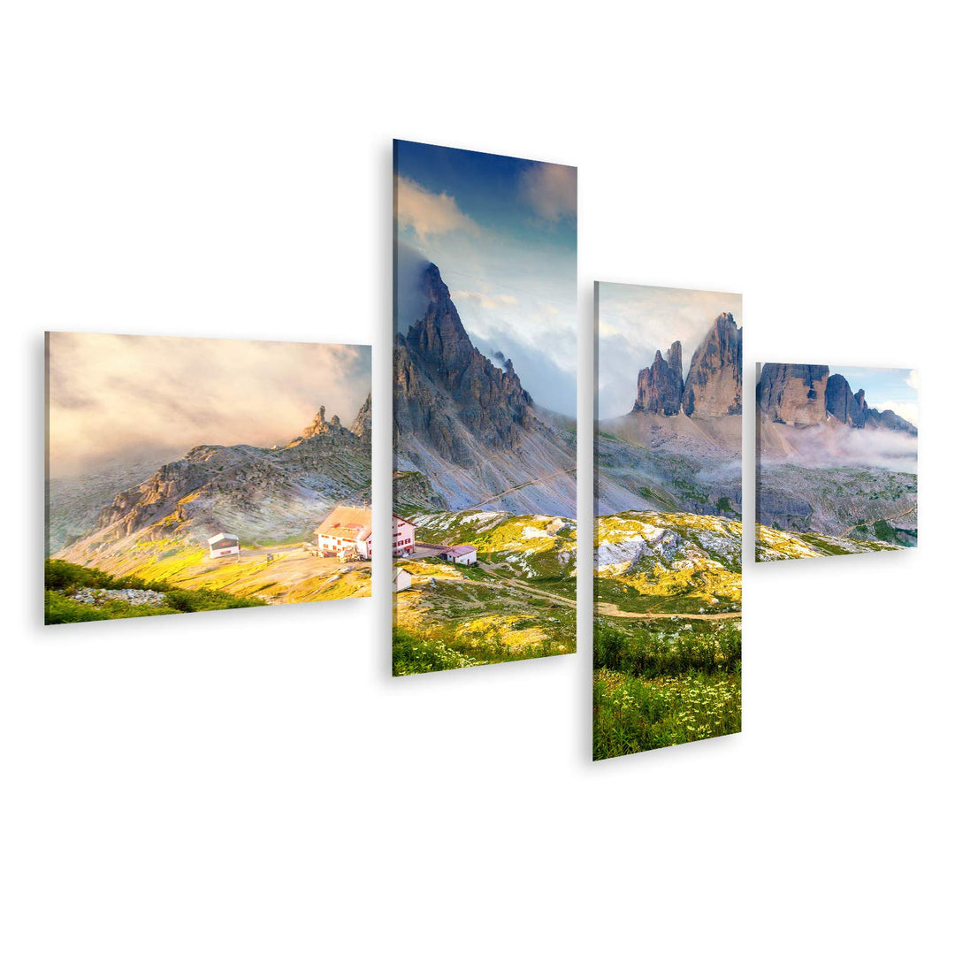 Bild Bilder auf Leinwand Lacatelli-Hütte im Nationalpark TRE Cime di Lavaredo Dolomiten Südtirol Sta