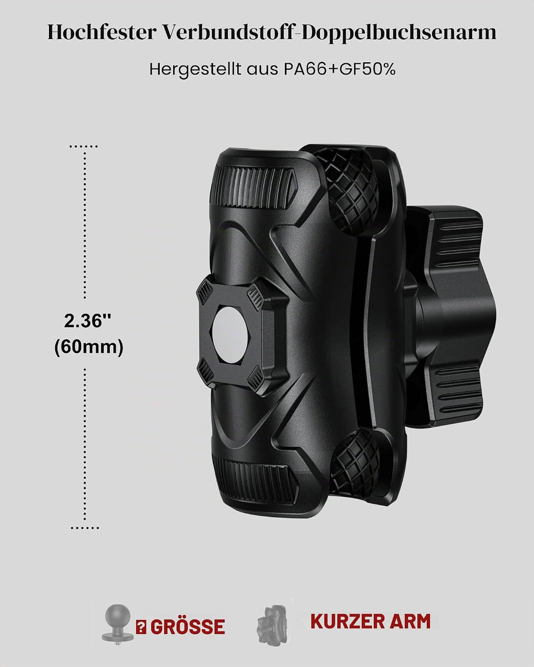 BRCOVAN 2St, Hochfester Verbundstoff Doppelsockelarm (Kurzer Arm) Kompatibel mit RAM Mounts B Grösse