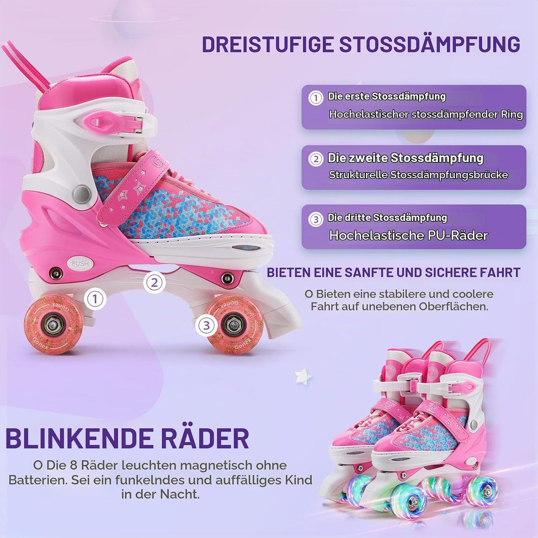 Gonex Verstellbar Rollschuhe, Leuchtenden Rädern Roller Skates für Mädchen Jungen Kinder Erwachsene
