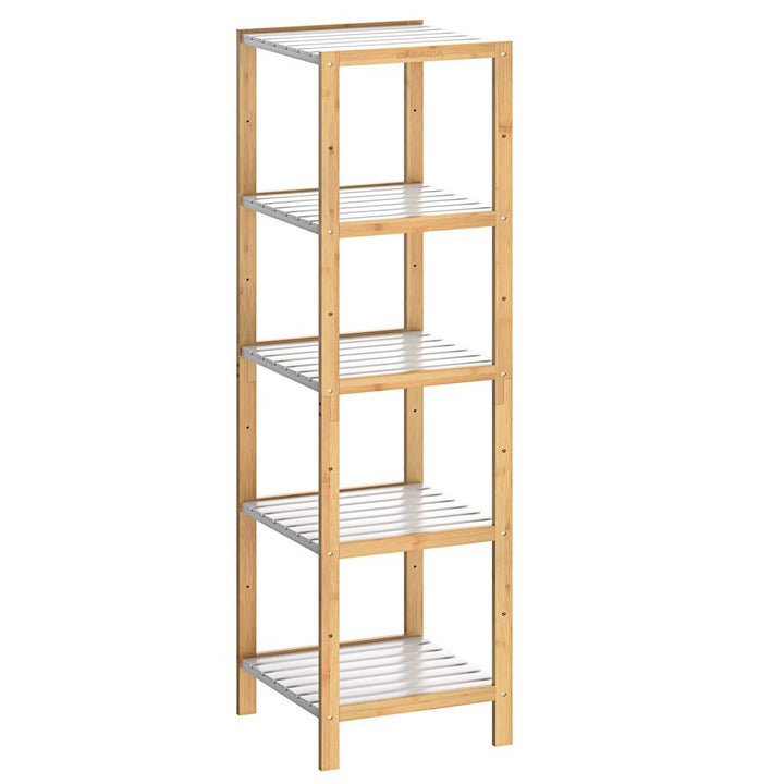 Casaria® Badezimmer Regal Bambus Holz 5 Ablagen Belastbarkeit 50kg Küche Wohnzimmer Bad Diele Standr