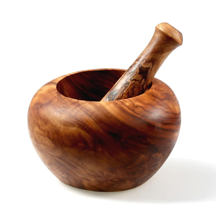 Bütic Olivenholz Mörser mit Stössel in verschiedenen Grössen, Artikel:ca.15cm Ø mit Stössel, Ca.15cm