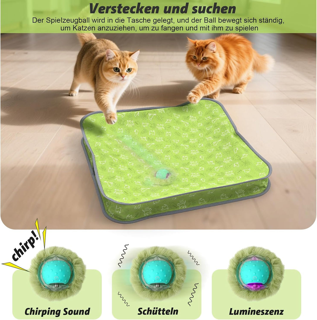 Interaktives Katzenspielzeug für Indoor-Katzen - Automatischer Rollball in Spielmatte, Versteck-und-