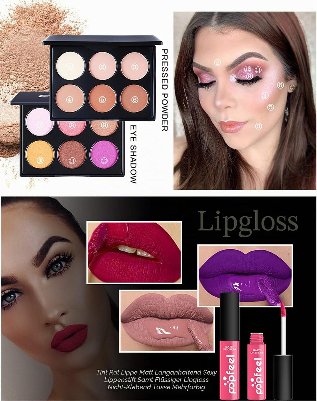 20St Schminkkasten Make-Up Set, Professionelles Kosmetische Schmink Set mit Lidschatten Lippengloss