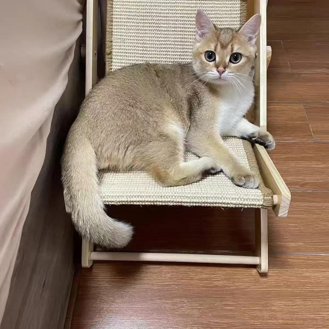 Verstellbares Katzenbett, Katzenloungesessel aus Sisal, Sisalbett Faltbare Katzenhängematte mit 10 k