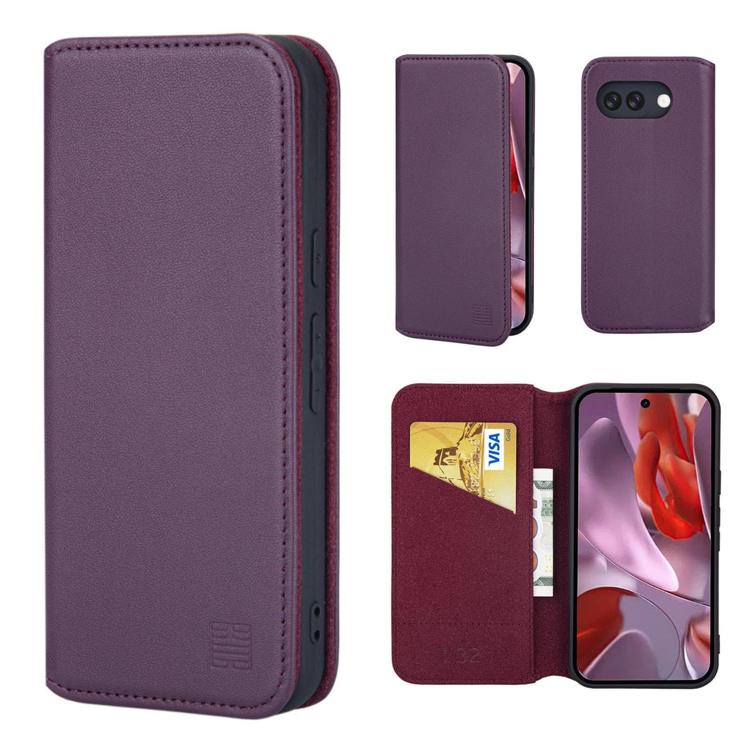 32ndShop 32nd Klassische Serie 2.0 - Lederhülle Case Cover für Google Pixel 9a, Echtleder Hülle Mit