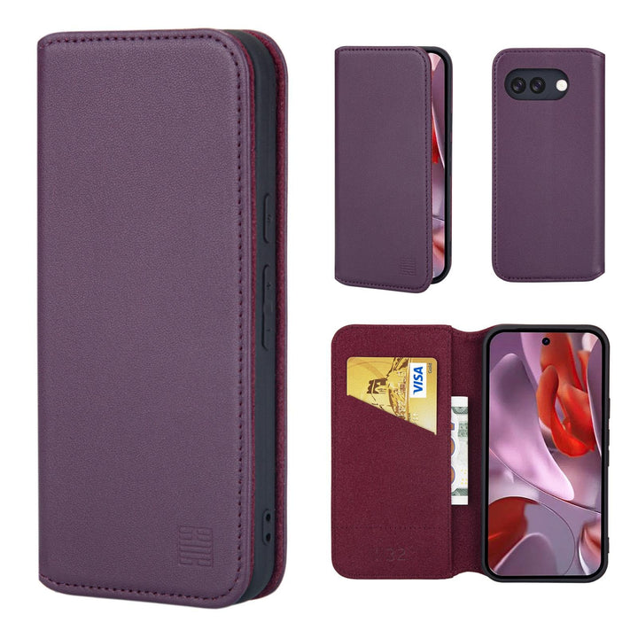 32ndShop 32nd Klassische Serie 2.0 - Lederhülle Case Cover für Google Pixel 9a, Echtleder Hülle Mit