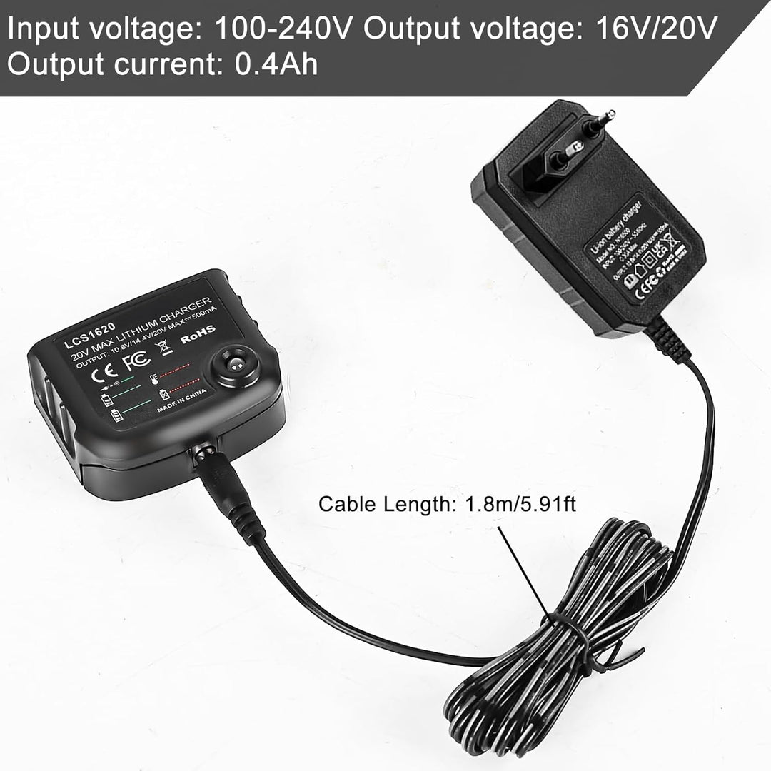 Ladegerät Lithium 18V/20V, Ladegerät Kompatibel mit Black & Decker, 18V/20V Lithium-Akku Ladegerät f