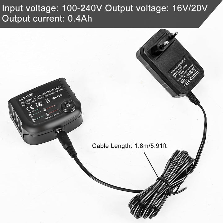Ladegerät Lithium 18V/20V, Ladegerät Kompatibel mit Black & Decker, 18V/20V Lithium-Akku Ladegerät f