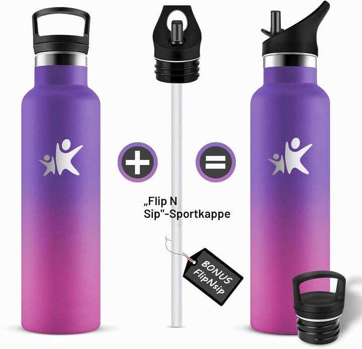 KollyKolla Trinkflasche Edelstahl 750ml, Thermoskanne BPA-Frei, Auslaufsichere Isolierflasche Doppel