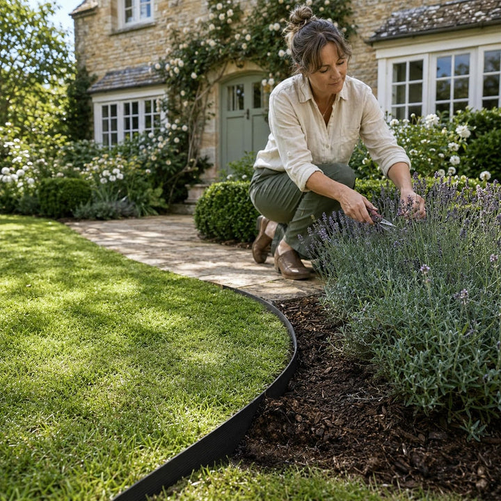 Flexible Rasenkante aus Kunststoff, 30 m (3 x 10 m), 4 cm hohe Landschaftskante, einfache Installati