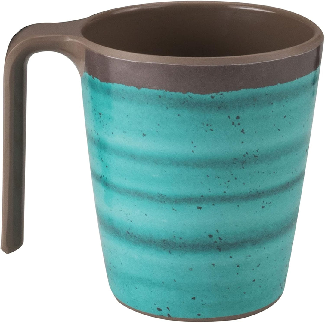 Melamin Camping Tassen - 2 Stück jeweils 400ml - grün-braun Trinkbecher Kaffeetasse Kaffeebecher Tas
