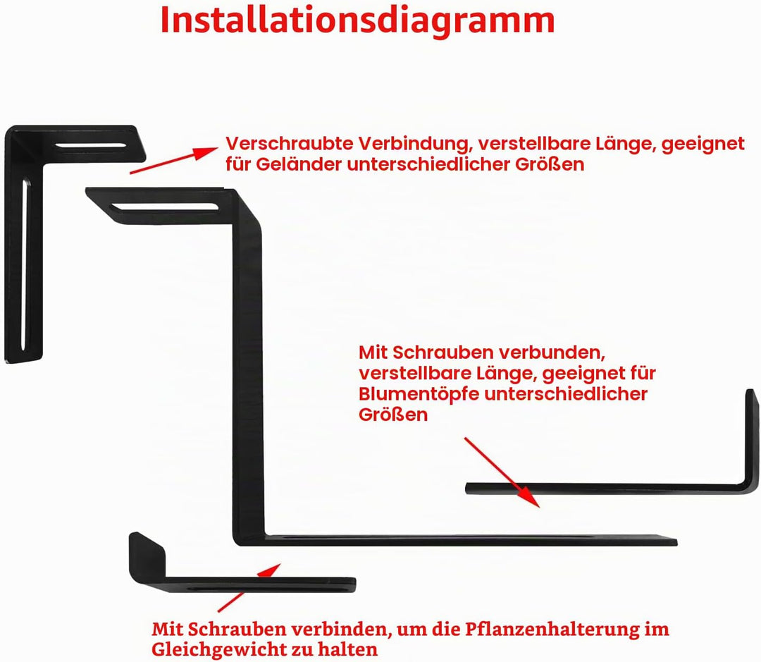 Pflanzkastenhalterung, Blumenkastenhalterung, verstellbare Fensterkastenhalterungen für Terrasse, Ga