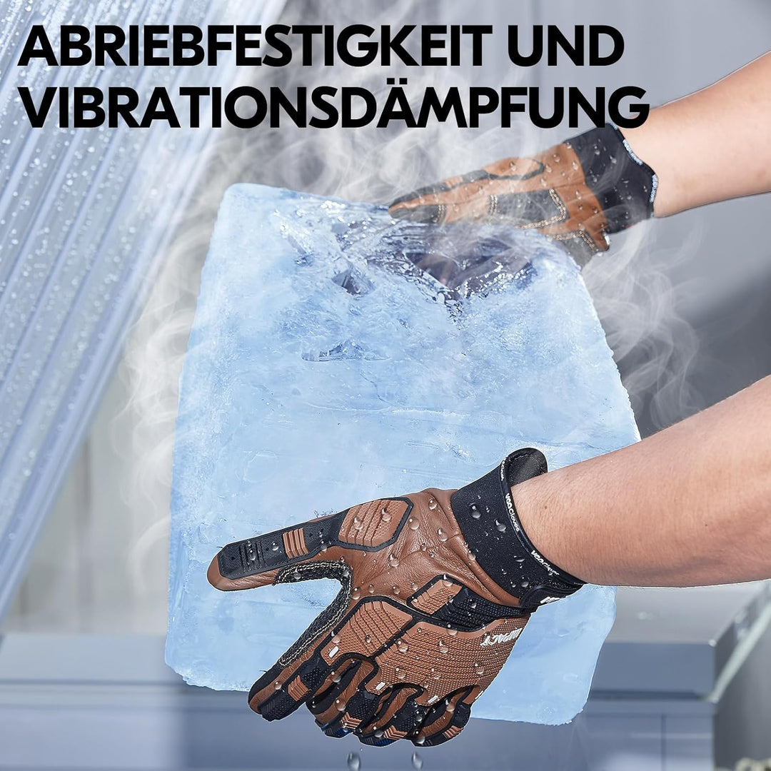 Vgo... 1 Paar Sicherheits-Leder-Arbeitshandschuhe, Mechaniker-Handschuhe,Rigger-Handschuhe, Anti-Vib