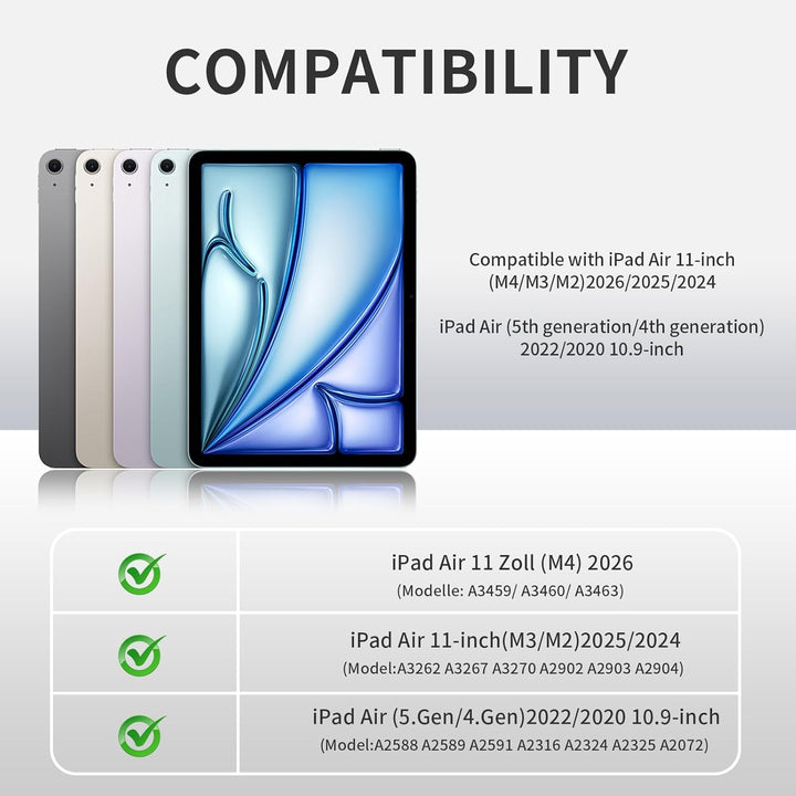 JKSML Tastatur Hülle für iPad Air 11 Zoll (M2) 2024, iPad Air 5. Gen 2022/4. Gen 2020 10.9 Zoll Tast