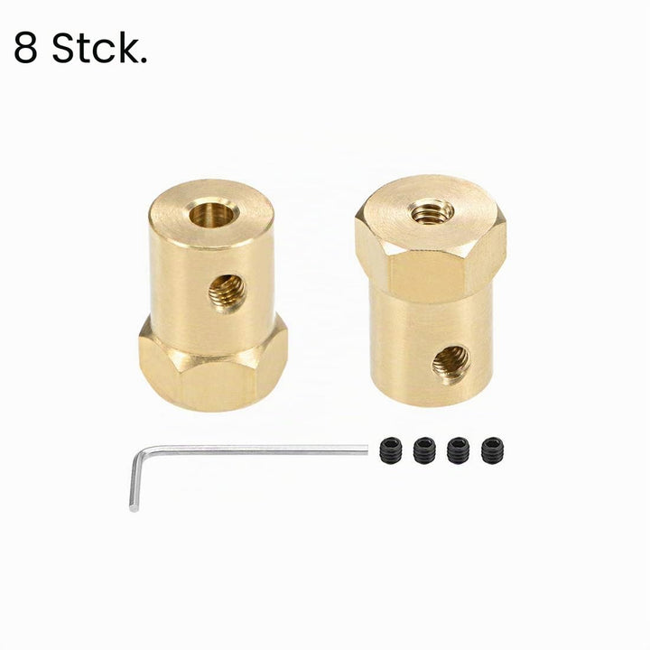sourcing map 8Stk.Sechskantkupplung 4mm Bohrungsmotor Sechskant Messing Wellenkupplung Flexibler Ste