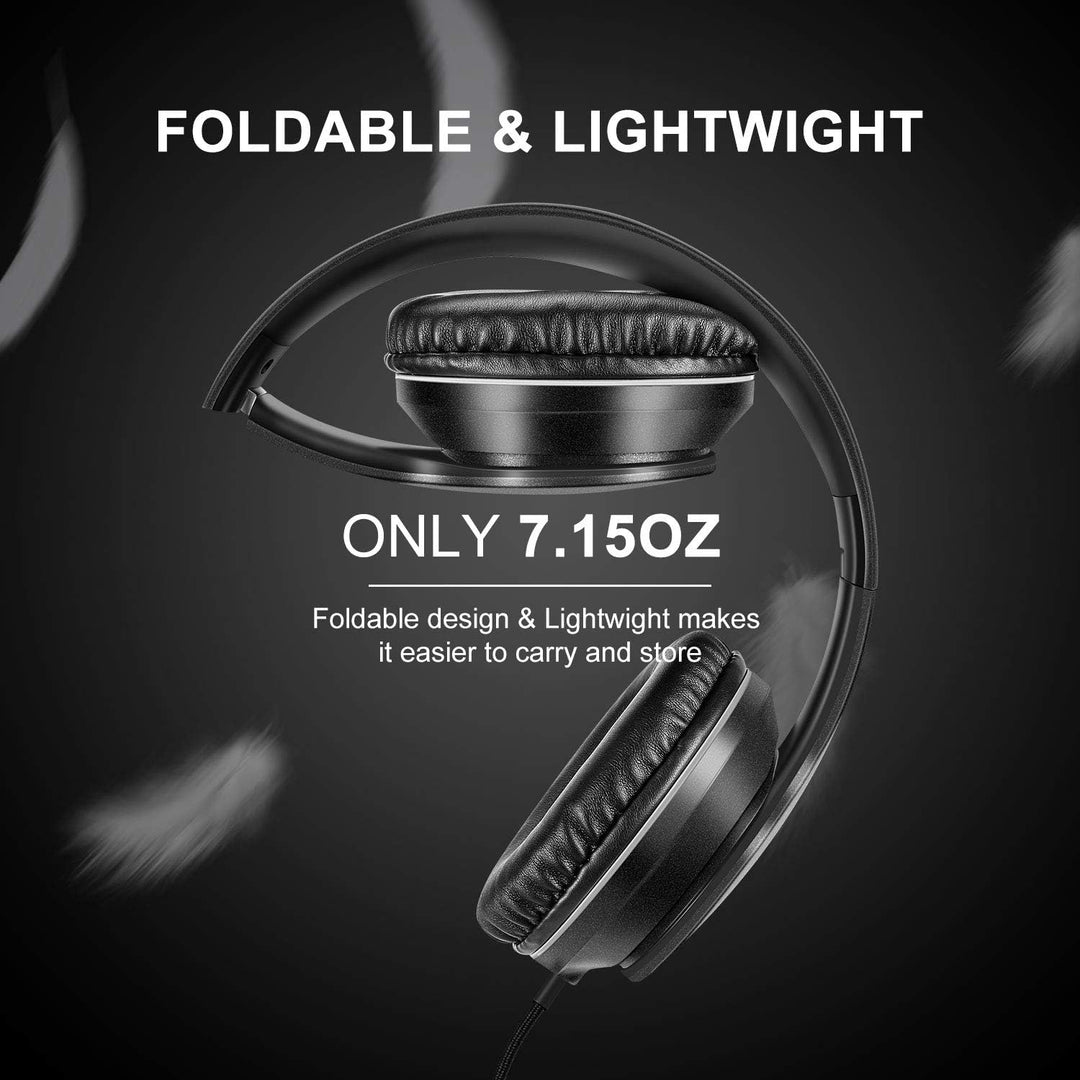 LORELEI X6 Over-Ear Headphones with Microphone, Lightweight Foldable & Portable Stereo Bass Headphon