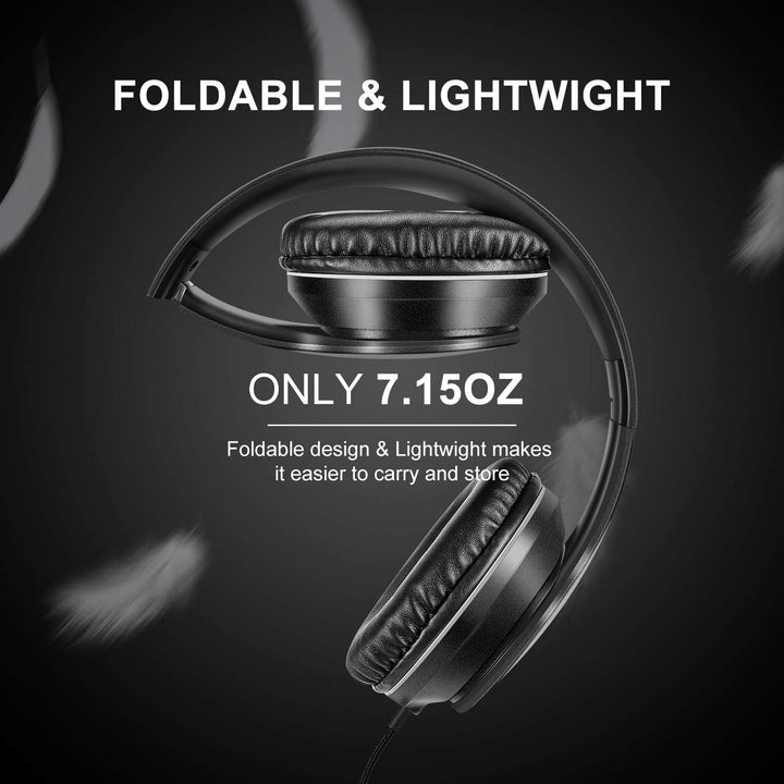 LORELEI X6 Over-Ear Headphones with Microphone, Lightweight Foldable & Portable Stereo Bass Headphon