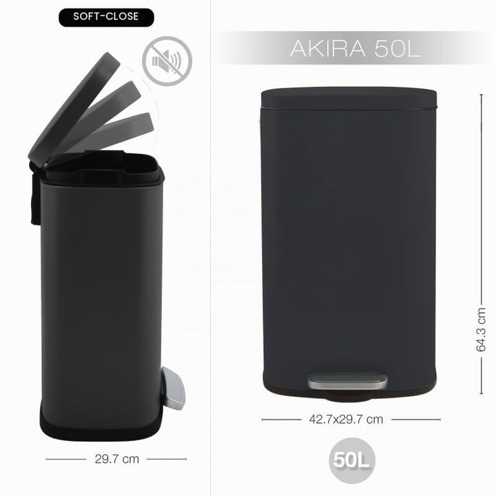 Spirella Mülleimer, Abfalleimer, Treteimer für die Küche, 50 Liter, Softclose, Inneneimer aus Kunsts