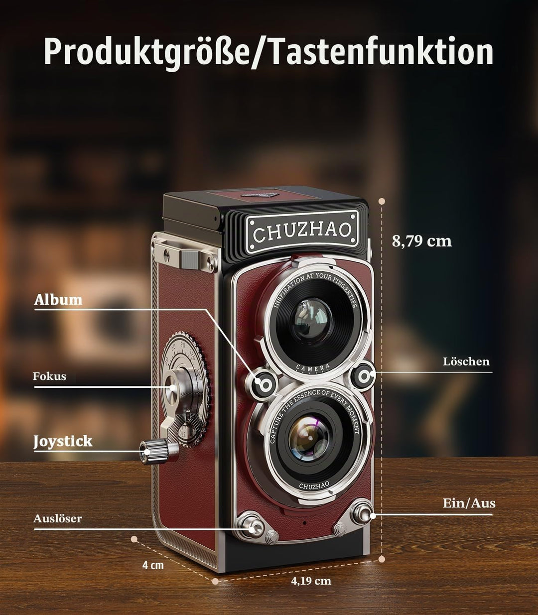 Retro Mini Digitalkamera, 1080P FHD Video Digital Retro Kamera mit 16GB Speicherkarte, 12MP Autofoku