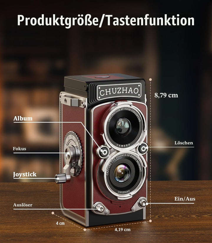 Retro Mini Digitalkamera, 1080P FHD Video Digital Retro Kamera mit 16GB Speicherkarte, 12MP Autofoku