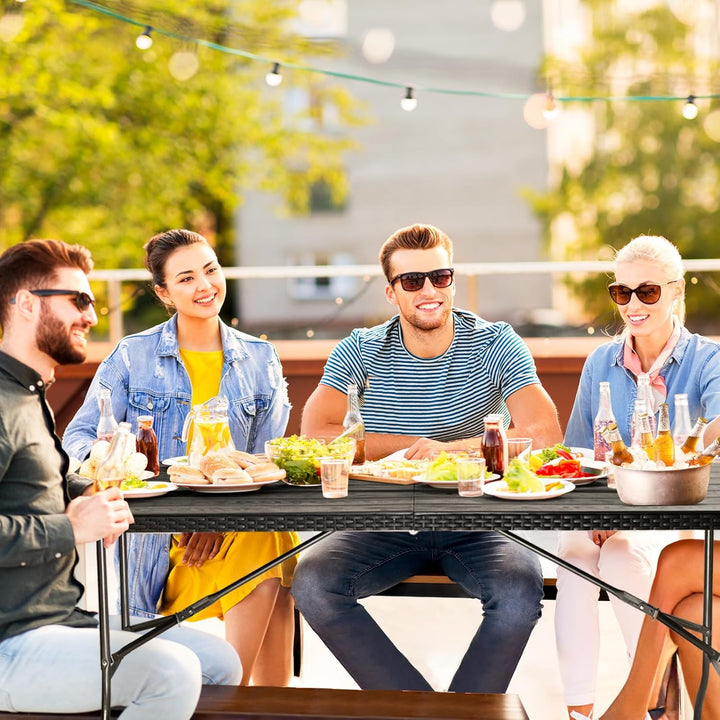 Sekey Gartentisch Klappbar Wetterfest, Holzoptik Klapptisch Campingtisch mit Tragegriff, 6 Personen