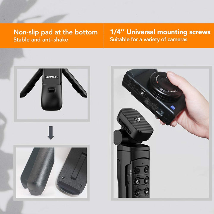 AODELAN Mini Kamera Stativ Griff, Handgriff mit Kabelloser Fernauslöser für Sony ZV-E10 ZV-1 A7SM3 A