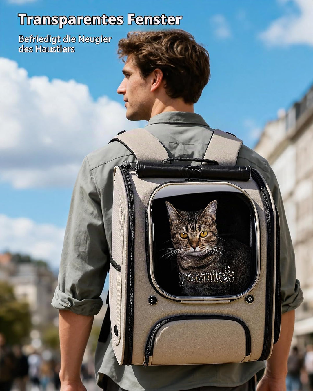pecute Katzenrucksack Erweiterbar Bubble Haustier Rucksack mit Netzfenster, Tragbare und Faltbare Ka