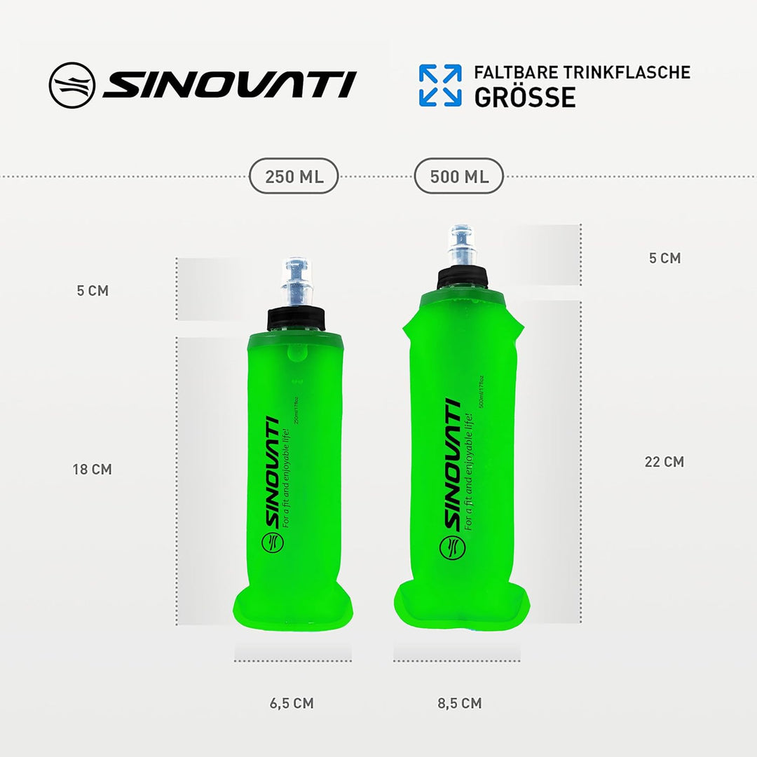 SINOVATI® TPU Faltbare Trinkflaschen, Soft Flask, Wasserflasche BPA-Frei Sportflasche für Trinkrucks