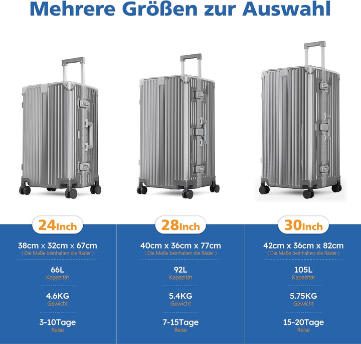 ALPHA CAMP Koffer Grösse XL Reisekoffer Leicht Hartschalenkoffer Polycarbonat 92L Luggage Suitcase m