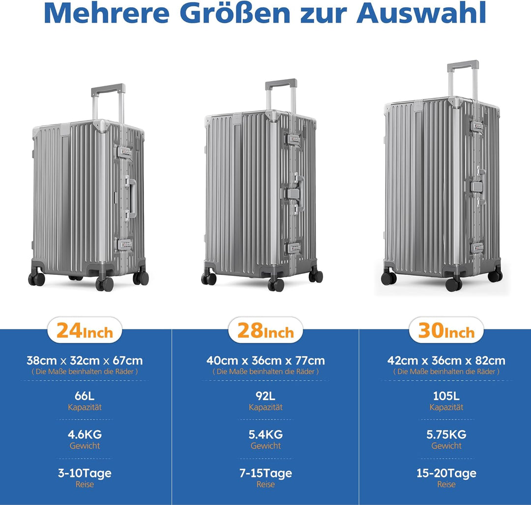 ALPHA CAMP Koffer Grösse XXL Reisekoffer Leicht Hartschalenkoffer Polycarbonat 105L Luggage Suitcase