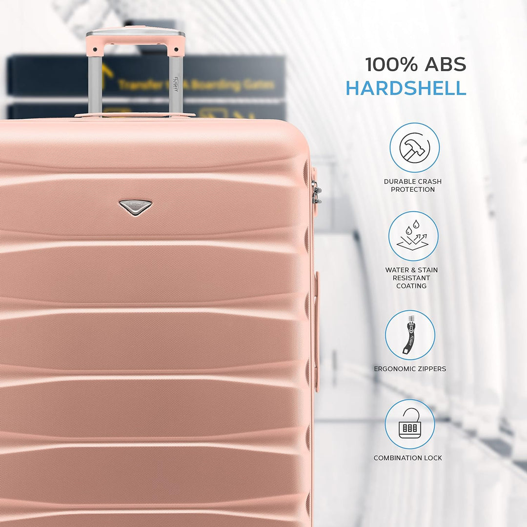 Flight Knight ABS Leichtgewicht Reisekoffer Koffer 3 Groben Kompatibel Mit Air Berlin, Lufthansa, Eu