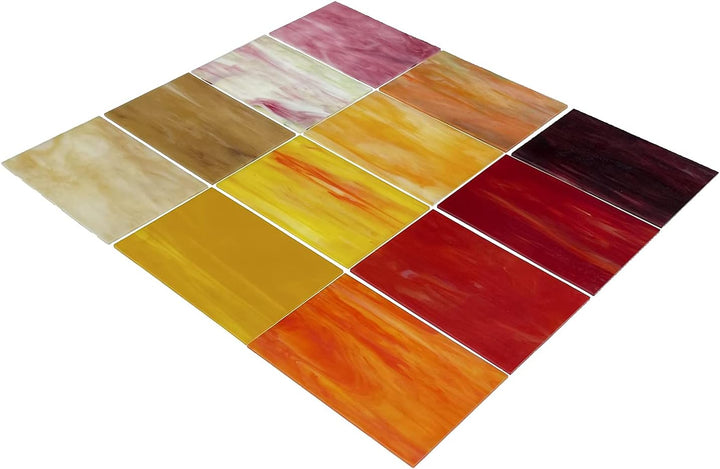 Buntglasplatten, 15,2 x 10,2 cm, Kathedralenglas, Kunstglas, Mosaik-Glasfliesen zum Basteln, 12 Böge