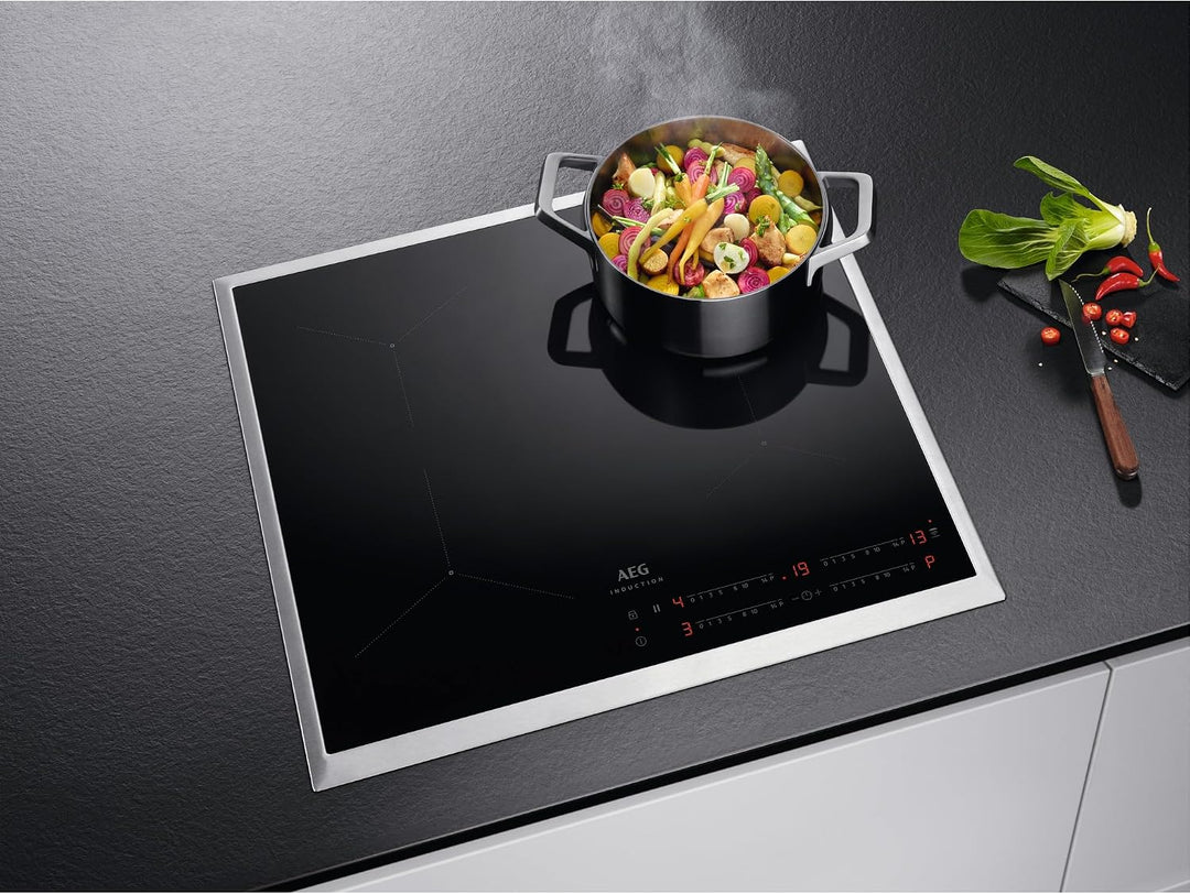 AEG IKS6443AXB Autarkes Kochfeld / Induktion / Hob²Hood / Slider-Bedienung / 60 cm / Edelstahlrahmen