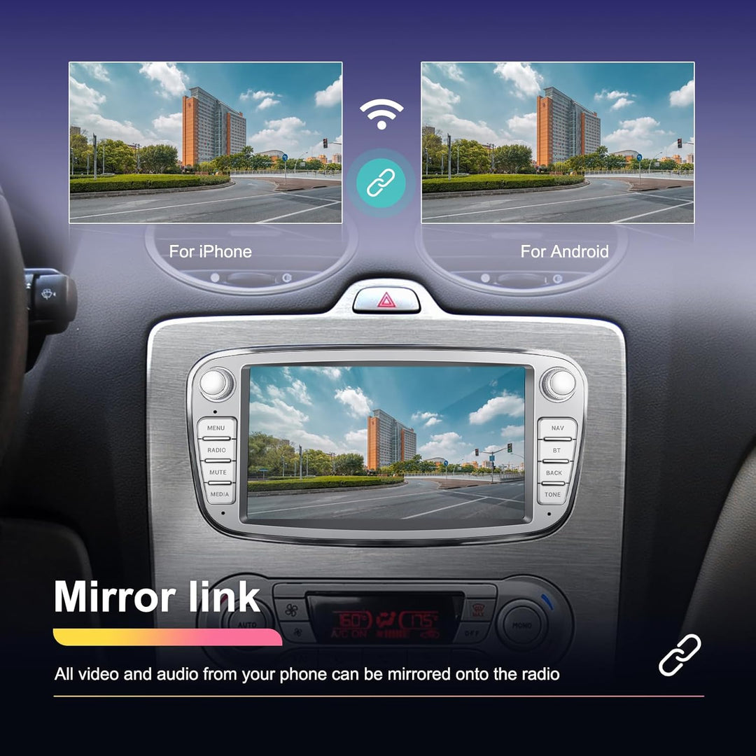 CAMECHO [1+32G] Android 13 Autoradio für Ford Focus mk2 Mondeo Cmax Galaxy Smax Kuga mit Navi, 7 Zol