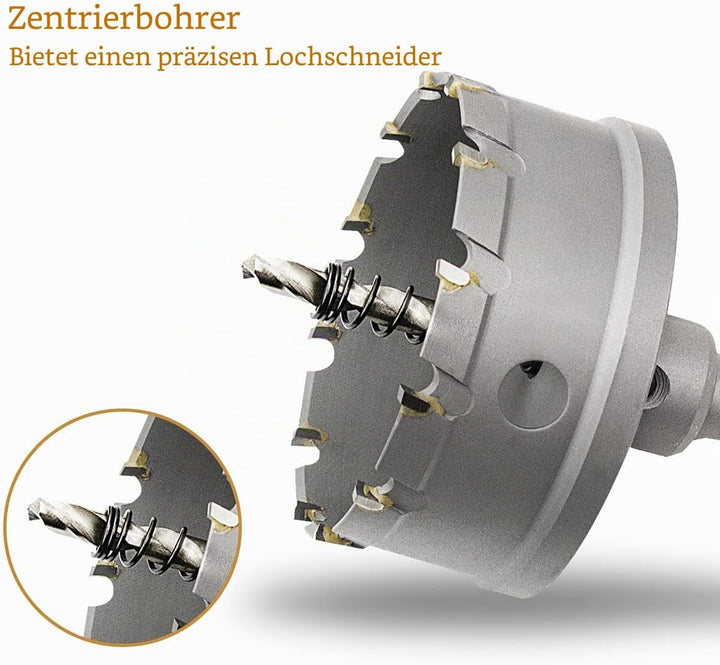 Meccion Lochsäge Hartmetall-Bohrer, Hochwertiger TCT Metall Lochsäge Bohrer für Edelstahl, Eisen, Le