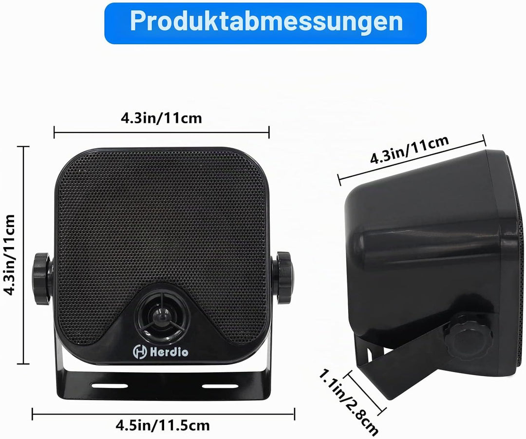 Herdio 100W Wasserdichter Marine Stereo Box Lautsprecher für Boot ATV UTV Heavy Duty Powersport Fahr