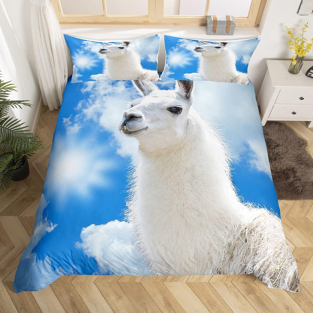 Niedliches Lama Bettwäsche Set Lama Alpaka Bettbezug für Kinder Jungen Mädchen Schlafzimmerdekor Car