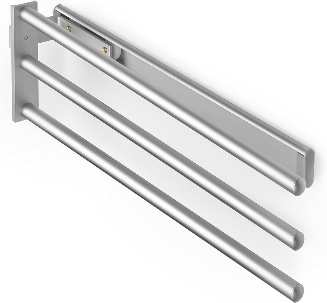 Emuca - Ausziehbarer Handtuchhalter, 3 Arme, handtuchauszug küche oder bad, 440 mm, Aluminium, Matt