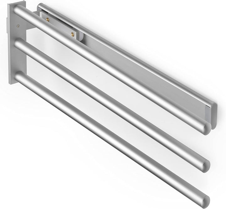 Emuca - Ausziehbarer Handtuchhalter, 3 Arme, handtuchauszug küche oder bad, 440 mm, Aluminium, Matt